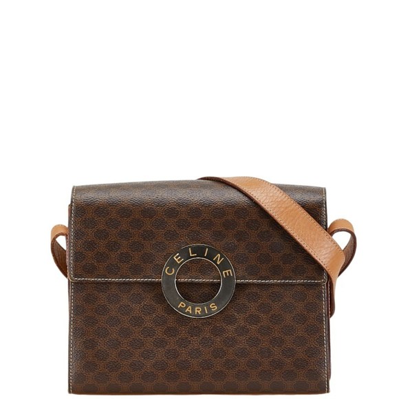 Celine Macadam Shoulder Bag Brown PVC Leather Women's CELINE - Picture 1 of 10